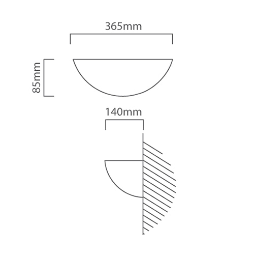 Gypsum W/Light 365mm White, Dimension drawing (CAD)