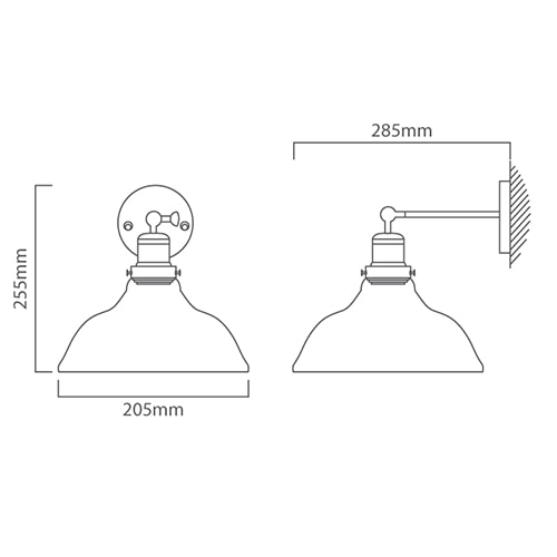 Farmhouse Wall Light Antique Brass, Dimension drawing (CAD)