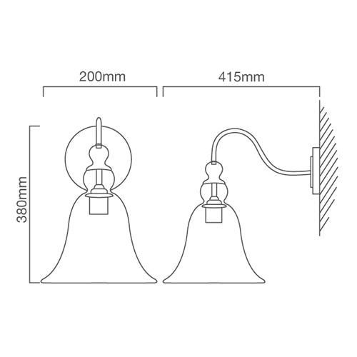Vino Wall Light Black, Dimension drawing (CAD)