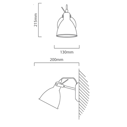 Priddy Wall Light Black, Dimension drawing (CAD)