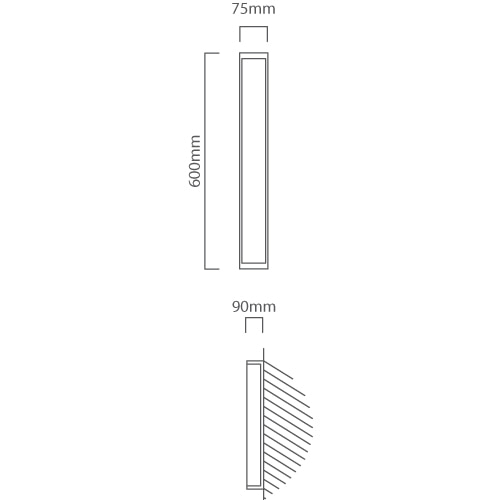 Gita 2 Wall Light Satin Chrome, Dimension drawing (CAD)