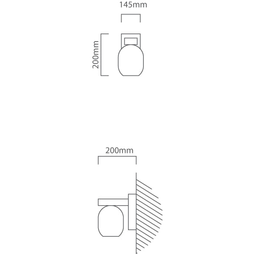 Filago Wall Light Black E27 1x40W, Dimension drawing (CAD)